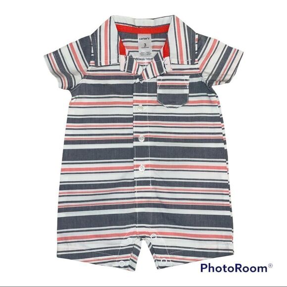 NWOT 4 Piece Bundle Boys Size 3M One Piece Rompers in Assorted Plaids & Stripes - Picture 6 of 9
